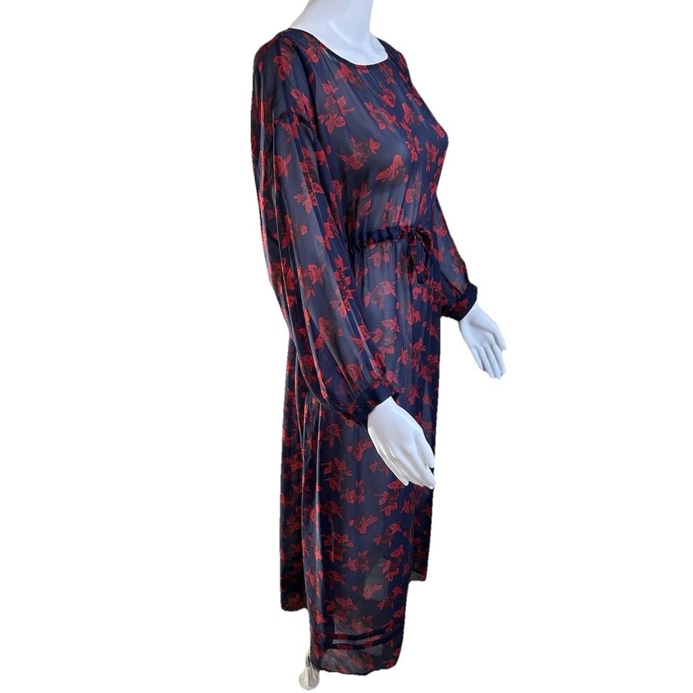 Madewell No. 6 100% Silk Floral Dress Womens 2Tie Waist Boho Midi - Picture 10 of 11